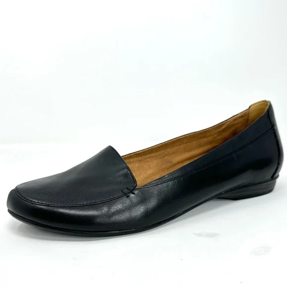 Naturalizer Women's Saban Black Leather Slip On Flats Loafers - Picture 8 of 15